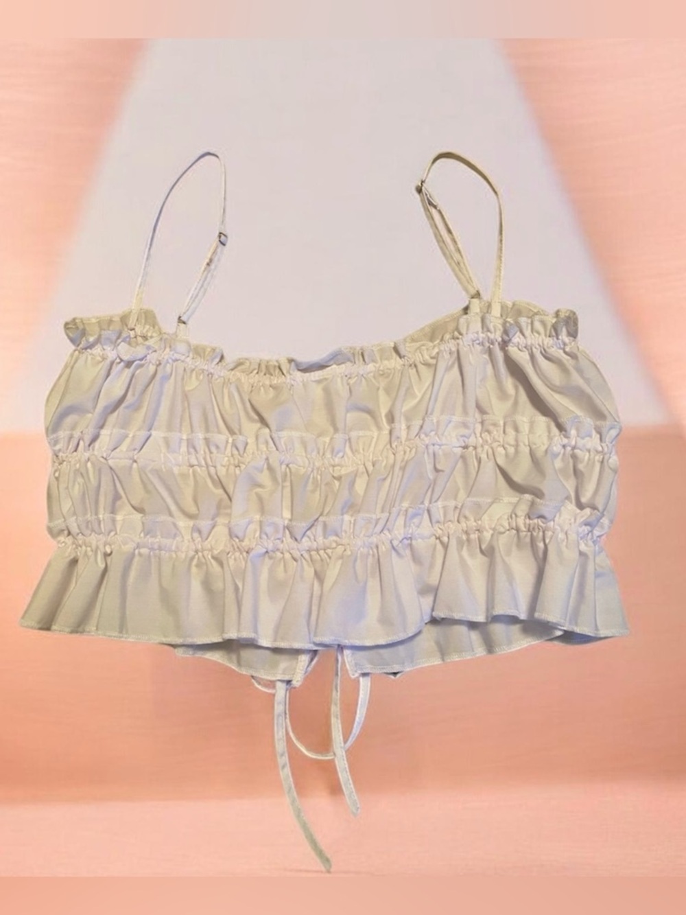 Jolie & Joy by FCT Ruffled Crop Top — White, Size S